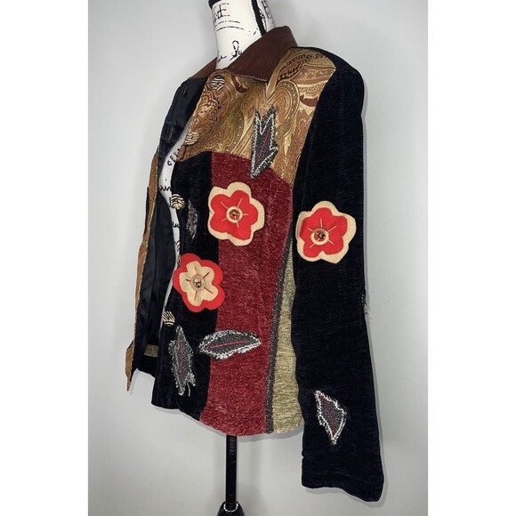 Vtg Julia Kim Patchwork Tapestry Jacket Blazer Women SM Wearable Art Embroidered - Picture 12 of 14